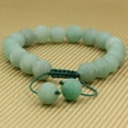 thumbnail image 2 of Angelstones Perles Rondes en Aventurine Verte Mate 10mm Tressée Ajustable Macramé Pompons Bracelet Chakra Reiki 7-9 Pouces Unisexe, 2 of 2