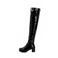 thumbnail image 4 of OKBOP Womens Chunky Heel Over-The-Knee Boots-Thigh High Round Toe Womens Hiking Boots Christmas Zipper Leather Fashion Winter Boots for Women Black, 4 of 9