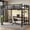 Full-Black, variant on Miniyam Queen Metal Loft Bed with LED and Charging Station for Adults and Apartments, Black