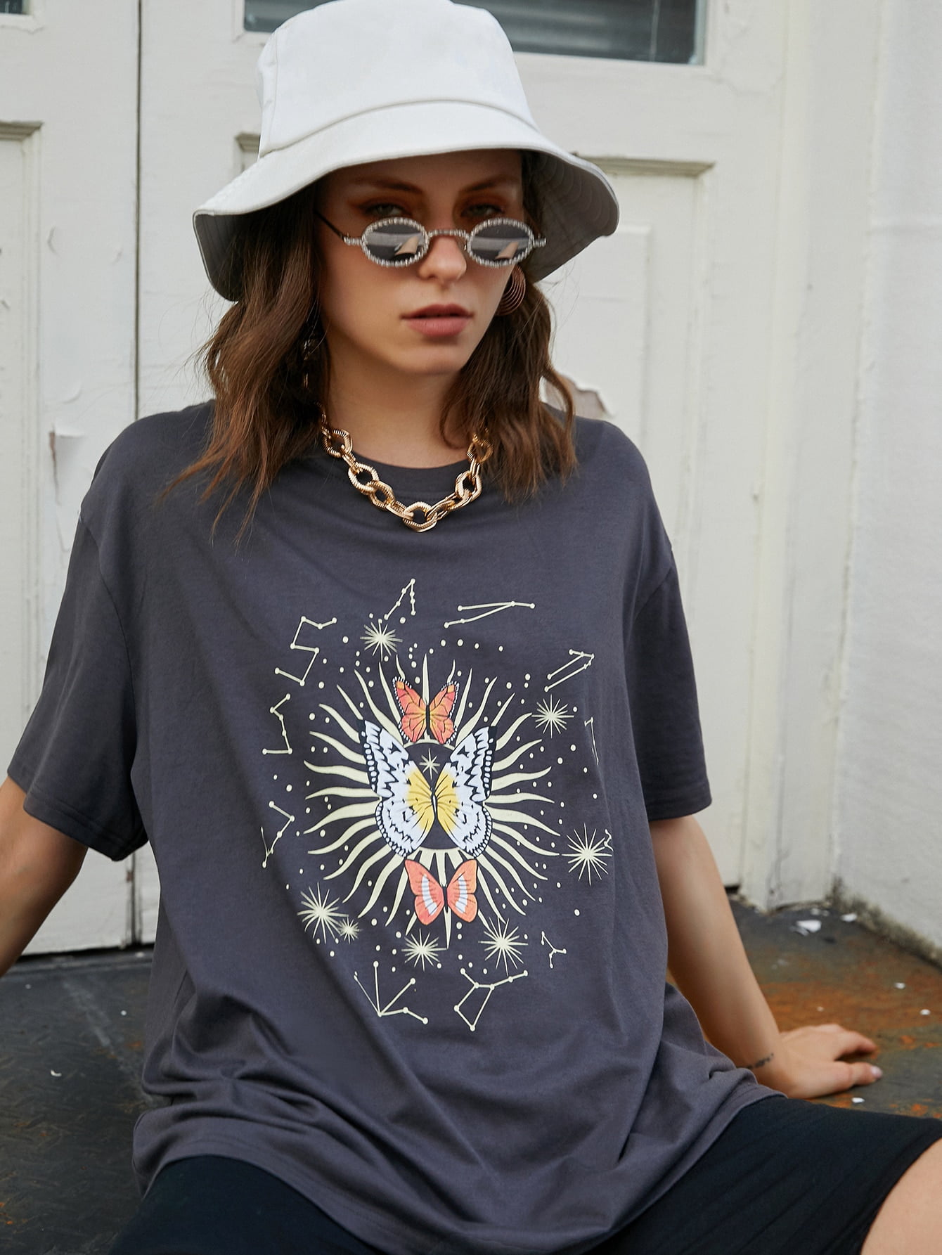 Constellation Print Oversized Tee 