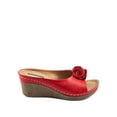 thumbnail image 3 of GOOD CHOICE Womens Red 1" Platform Flower Detail Cushioned Sydney Round Toe Wedge Slip On Slide Sandals 9 M, 3 of 3
