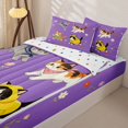 thumbnail image 2 of Manfei Floral Kitten Zipper Twin Comforter Sets with Fitted Sheet and 2 Pillowcases, Garden Cat Animal Zipper Bedding Set, Lavender Purple, Polkadot Reversible, 4 Pieces, 2 of 7