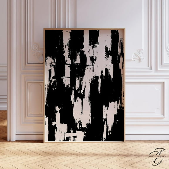 Abstract Black And Beige Art Poster: Textured Minimalist Decor, Unframed Poster Size 8x12