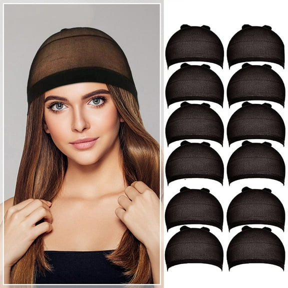 Wig Net Cap High Elastic Hair Mesh Compression Cap for Women 12 Pack Stocking Wig Caps Secure Fit Breathable Comfortable