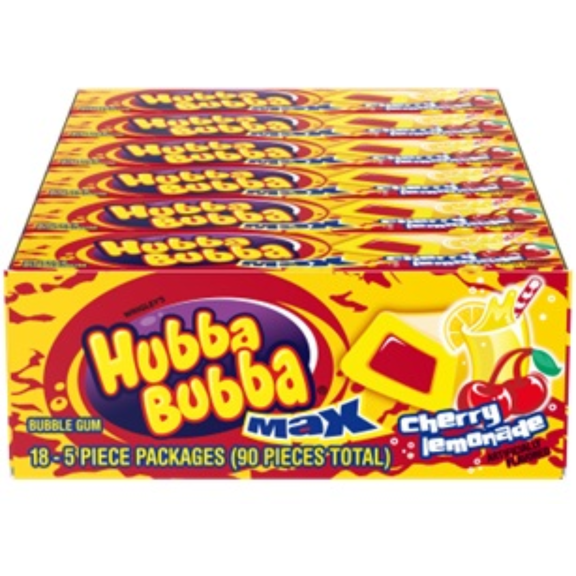 Hubba Bubba Max Bubble Gum CHERRY LEMONADE 5 PC 18 COUNT