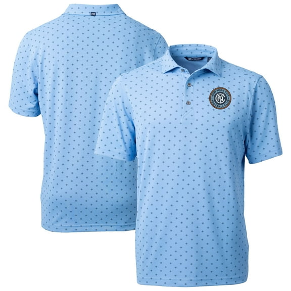 Men's Cutter & Buck Powder Blue New York City FC DryTec Virtue Eco Pique Tile Print Recycled Polo