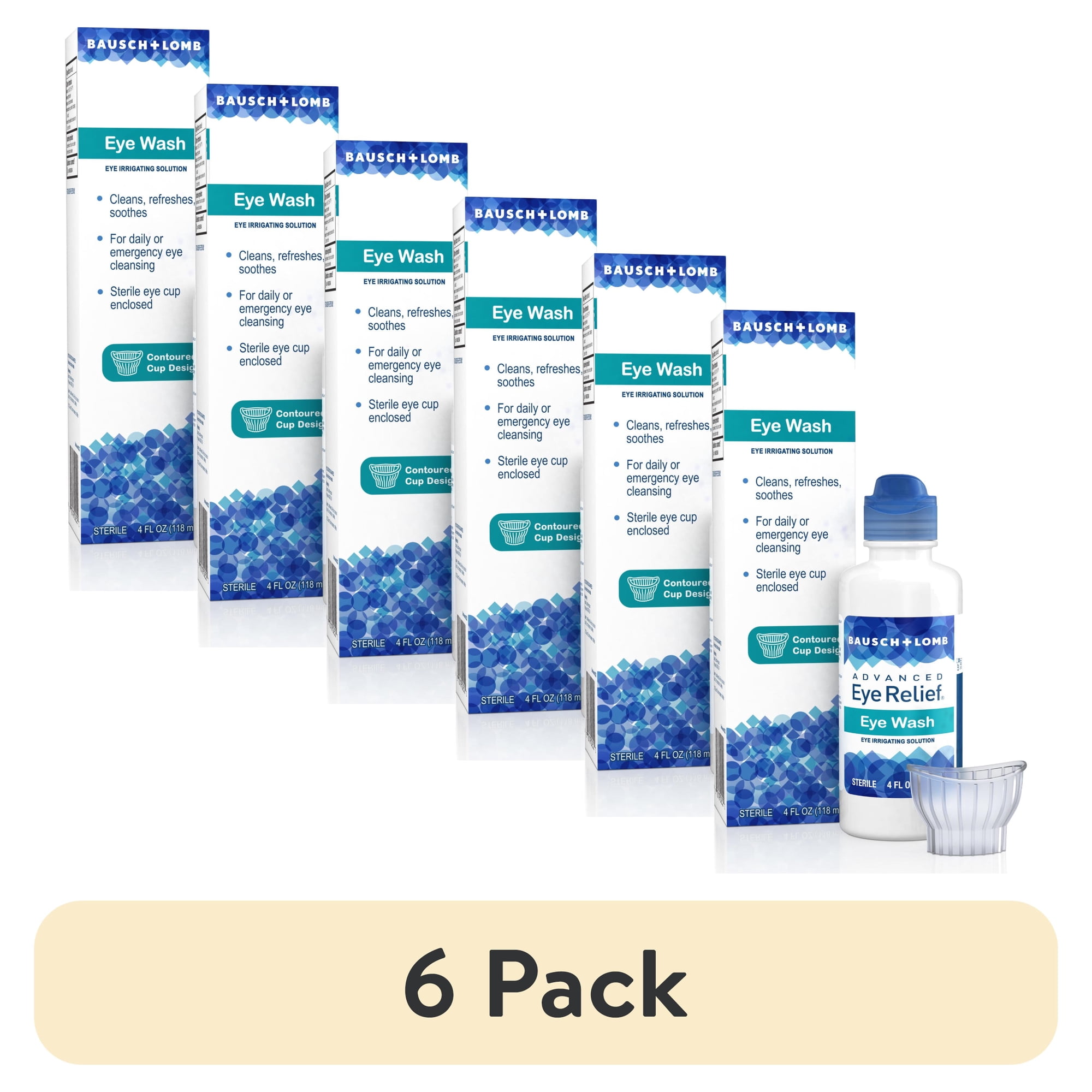 (6 pack) Advanced Eye Relief Eye Wash for Eye Cleansing, 4 fl oz