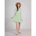 thumbnail image 6 of Womens Striped Button Down Midi Shirt Dress Casual Loose Cuffed Long Sleeve Mid Long Dresses Green M, 6 of 9