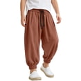 thumbnail image 4 of LYHaoo Boys Washed Crinkle Jogger Pants Loose Fit Casual Trousers For Kids Breathable Soft Elastic Waistband Streetwear School Pants for Boys(Brown), 4 of 7