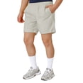 thumbnail image 3 of Huanglei Men's Casual Shorts ,Linen Drawstring Waist Loose Fit Shorts For Men Solid Color Casual Beachwear 3/4 Length Summer Trousers (Gray ,Large), 3 of 5