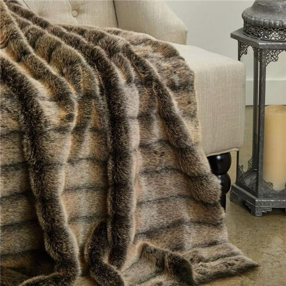 Plutus  Frost Mink Faux Fur Luxury Throw Blanket - Dark Brown - Queen