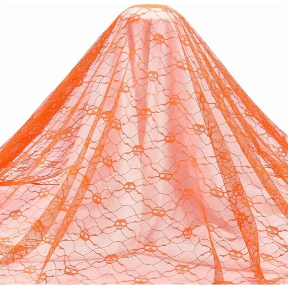 2.2 Yards Pattern Lace Fabric 64 inch Wide Mesh Fabric Theme Embroidered Lace Fabrics for DIY Dress Garment Accessories Decor Coral Color