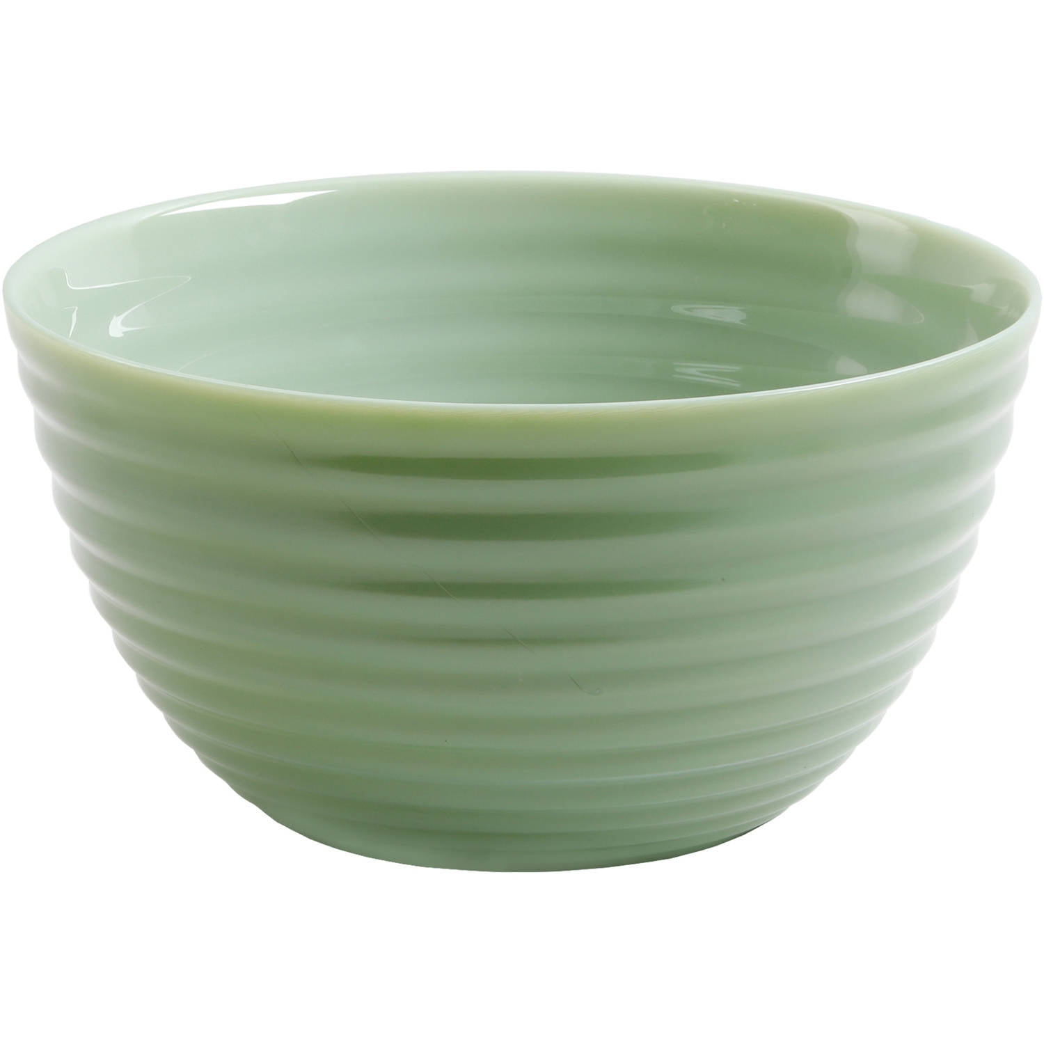 Green Jade 10" Ribbed Glass Bowl Mixing Salad Dishwasher Microwave Safe
