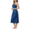 thumbnail image 4 of INSPIRE CHIC Women's Satin Nightgowns V-Neck Camisole Lounge Pajamas Long Silky Dress M Blue, 4 of 6