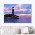 thumbnail image 2 of HFDF Canvas Prt Wall Art Dramatic Purple Sky Over Striped Island Lighthouse Nature Wilderness Photography Modern Art Rustic Scenic Colorful Multicolor for Livg Room, Bedroom, - 24x16inch Framed, 2 of 5