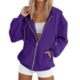 thumbnail image 2 of Tops for Women Women's Solid Color Sweatshirt Women's And Winter Hooded With Velvet Loose And Lazy Student Hooded Hoodie, 2 of 5