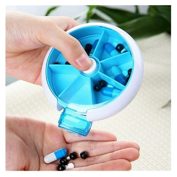 2 Portable 7 Day Round Medicine Pill Vitamin Box Case Storage Dispense Organizer