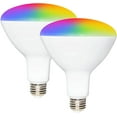 thumbnail image 1 of Luvoni Ampoule Intelligente WiFi LED BR40 Multicolore, CCT Sélectionnable 2700K-6500K, 1300 Lumens, Dimmable, Base E26, 15W, Lot de 2, 1 of 6