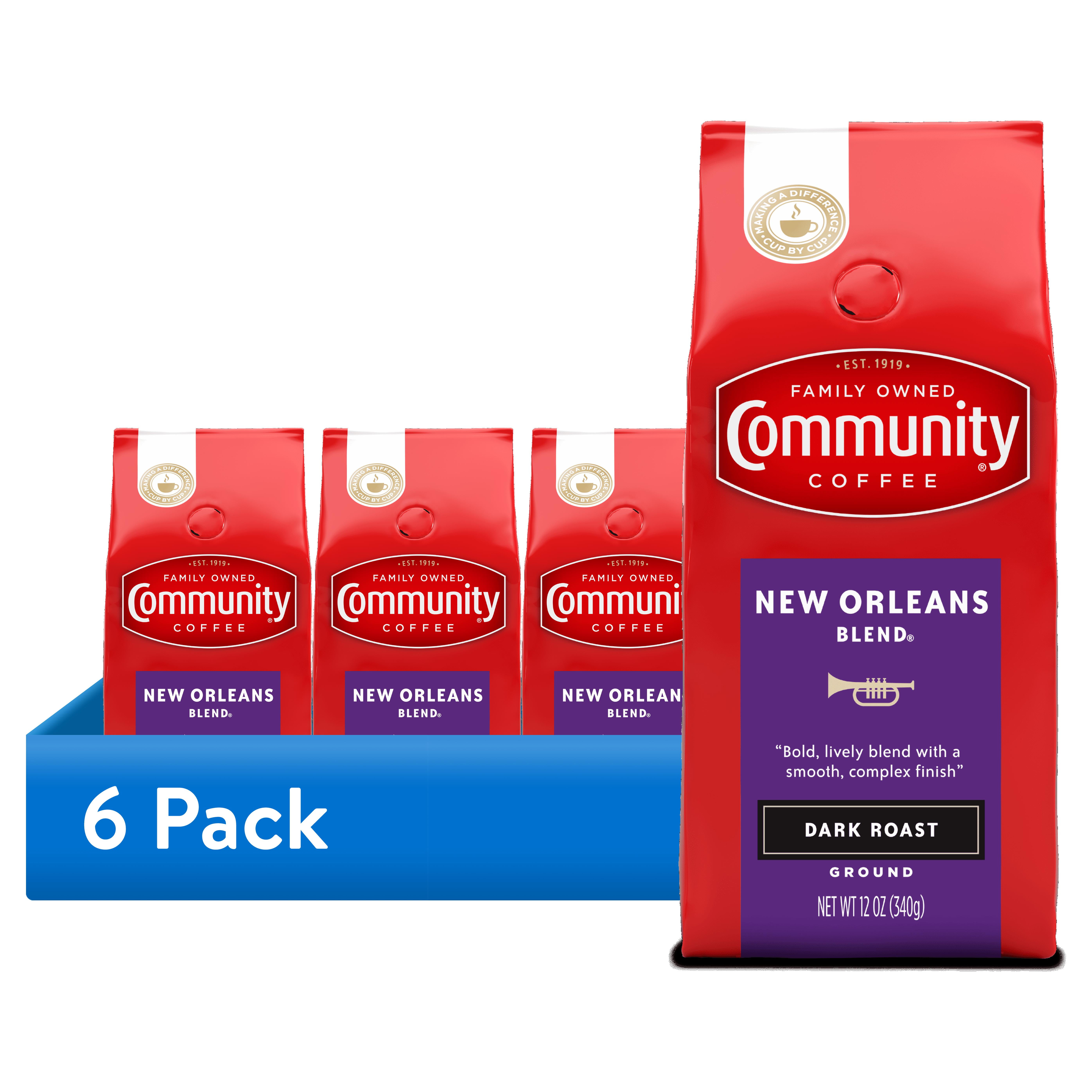 (6 pack) Community® Coffee New Orleans Blend® Special Dark Roast Ground Coffee 12 oz. Bag