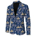 thumbnail image 5 of VOGUES Men Suits Slim Fit Christmas Blazer Snowflake Santa Printed Pocket Lapel Buttoned Blazer Suit Jacket Suit, 5 of 5
