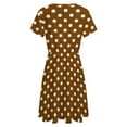 thumbnail image 5 of White And Brown Polka Dots Dress Fashion Beach Short Sleeve Dresses Female Party Printed Sundress, 5 of 7