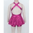 thumbnail image 4 of Eandarui Girls Jazz Modern Dancewear Sequined Sleeveless Criss Cross Back Bowknot Dance Leotard Dress Rose 8, 4 of 7