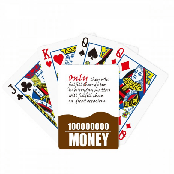Quote We Should Fulfill Our Duties In Daily Life Poker Playing Card Funny Hand Game
