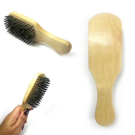 - 1 Boar Bristle Wave Brush Wood Firm Hair Comb Wooden Reinforced Natural Boar