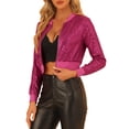 thumbnail image 4 of CHAQUETA BOMBER CORTA CON CREMALLERA Y LENTEJUELAS INSPIRADA EN CHIC PARA MUJERES M COLOR ROSA FUCSIA, 4 of 6