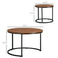 thumbnail image 3 of Homiyad Round Nesting Tables Set of 2, Stacking Coffee Table Set with Metal Frame for Living Room, Dark Walnut, 3 of 8
