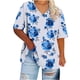 thumbnail image 1 of Puntoco Liquidación de blusas cortas para mujer Camisa básica estampada de manga corta con cuello en V y talla grande para mujer, 1 of 5
