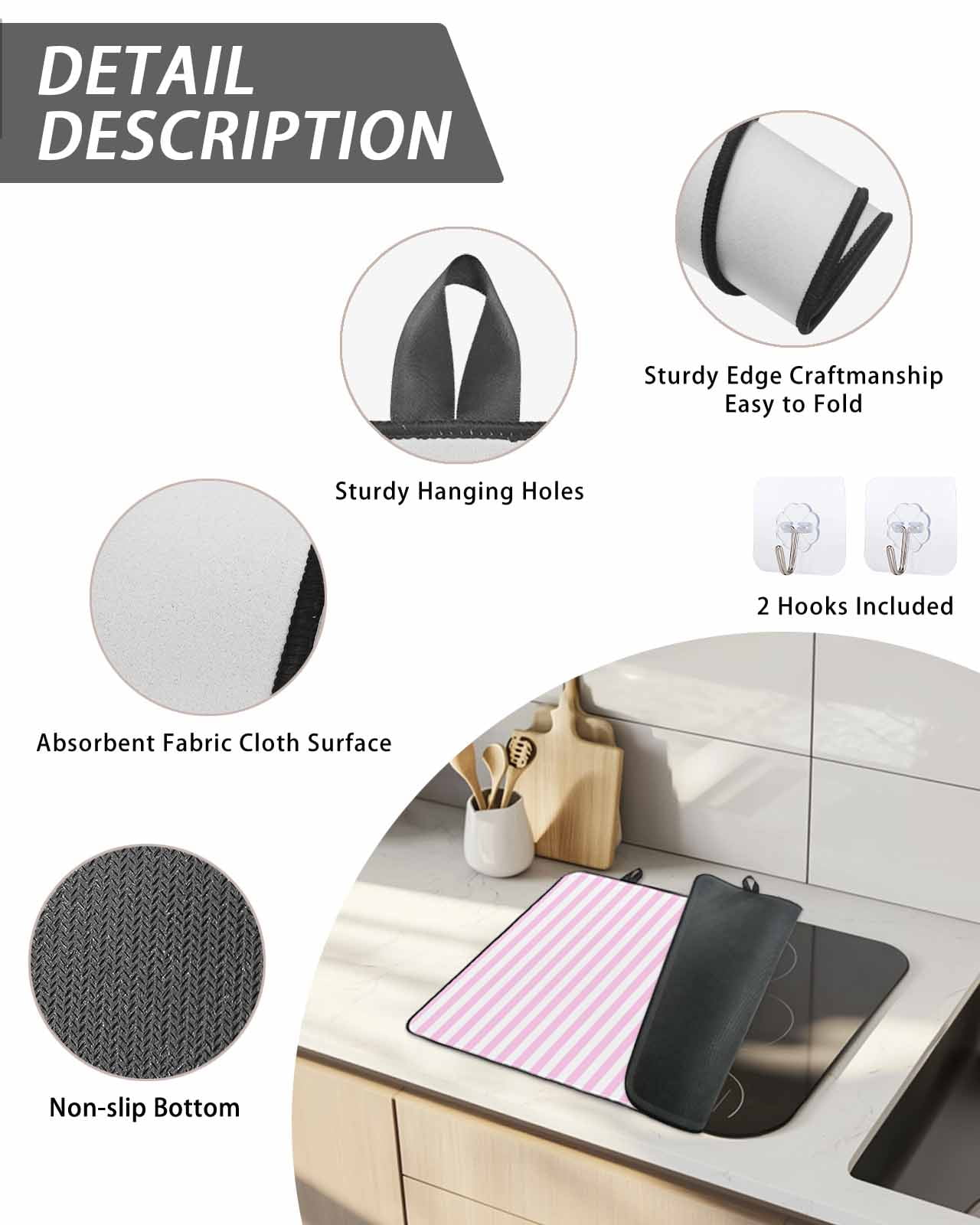 Stove Top Covers for Electric Stove, Pink White Stripe Glass Stovetop Cover Protector, Modern Minimalist Geometric Striped Induction Cooktop Protector Oven Mat for Kitchen Countertop 36"x21"
