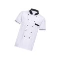 thumbnail image 1 of Unisex Chef Coat Jacket Catering Kitchen Short Sleeve Work Clothes For Kitchen Chef Wear 2XL White, 1 of 9
