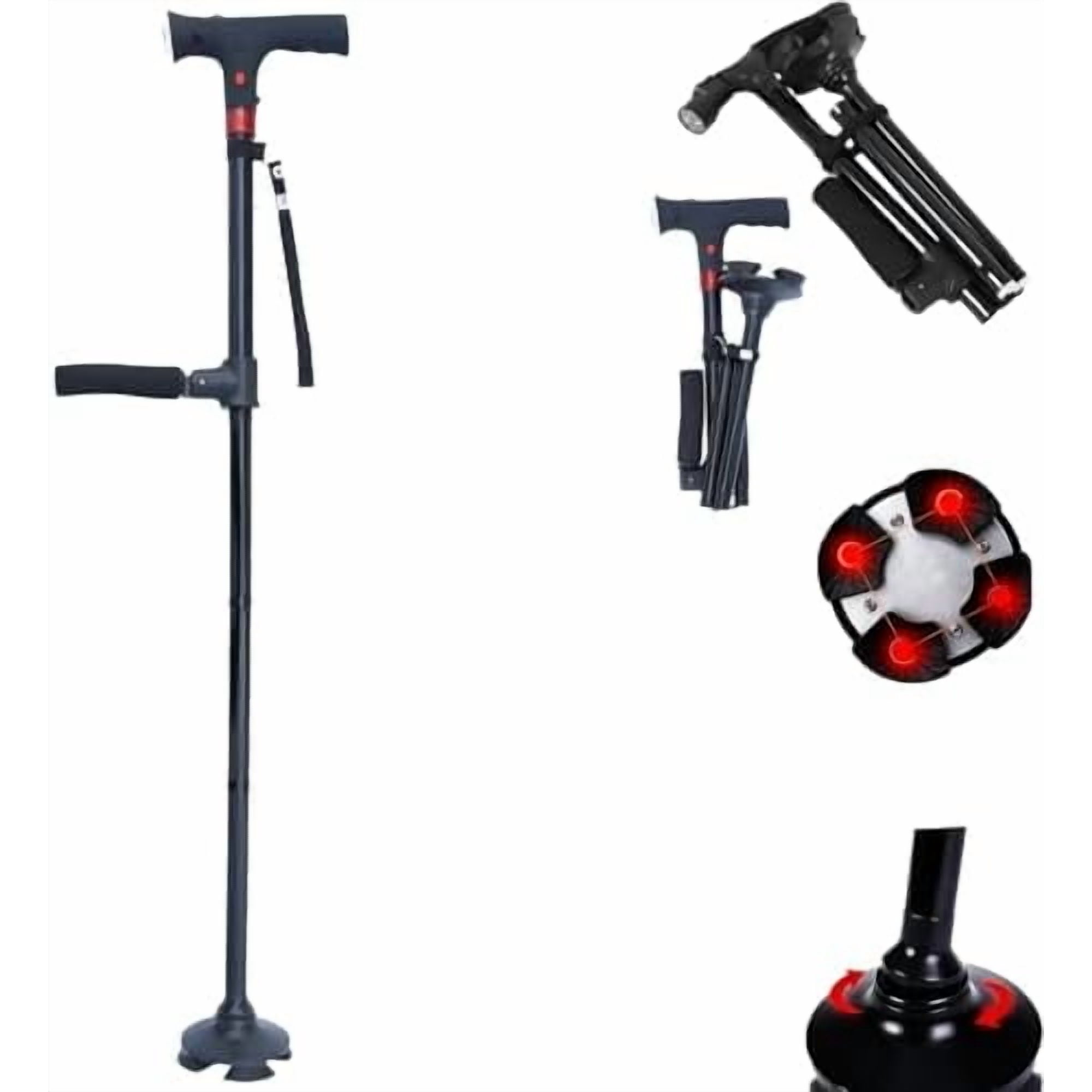 2026 New Smart Walking Cane, Upgrade Smart Walking Canes for Men Women with Alarm, with Light, Foldable Dual Handles, Adjustable Canes for Elderly, Gift for Veterans & Parents