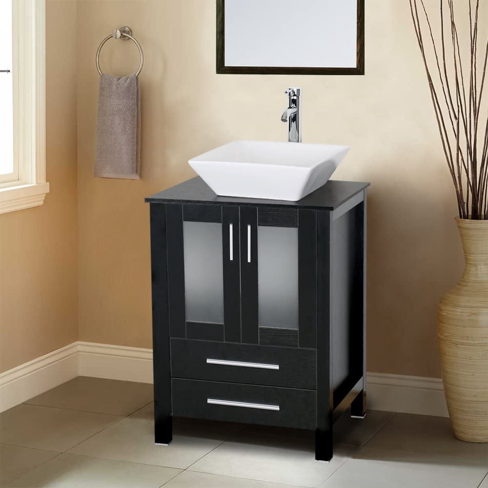 Eclife 16.25" Rectangular Ceramic Bathroom Sink Combo with Faucet 1.5 GPM and Pop up Drain Bathroom Bowl,White