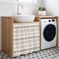 thumbnail image 3 of Beige Brown Striped Cabinet Curtain 35"Wx35"L,Dustproof Under Sink Skirt with Self Adhesive Tape,Modern White Abstract Arts Cabinet Curtain Cover for Kitchen Sink,Bathroom Vanity,Laundry Room, 3 of 9