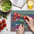 thumbnail image 3 of Boho Cutting Board, Oriental Patchwork Pattern with Vivid Motifs in Squares, Decorative Tempered Glass Cutting and Serving Board, in 3 Sizes, by Ambesonne, 3 of 5