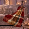 thumbnail image 6 of Autumn Plaid, Festive Holiday Scene, Warm Flannel Blanket for Ranch House and Living Room with Detailed Artwork, Art Lovers Thanksgiving Gift, Festive Home Decor, 6 of 9