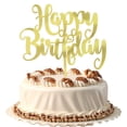 thumbnail image 1 of Adorno acrílico dorado para tartas, con purpurina, con estampado de felicitación de cumpleaños, de F, 1 of 8