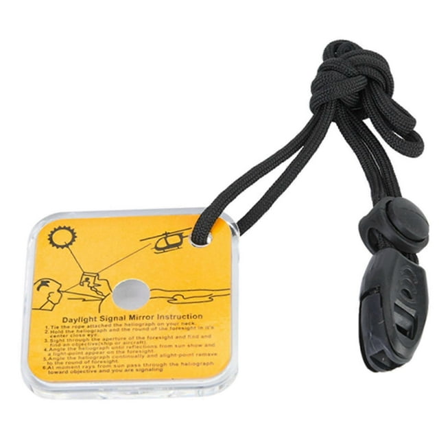 Outdoor Survival Acrylic Reflector Safety Mirror with Lanyard Whistle