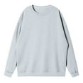 thumbnail image 4 of Womens Crewneck Sweatshirts Casual Long Sleeve Loose Pullover Soft Solid Fall Winter Tops Light Gray M, 4 of 5