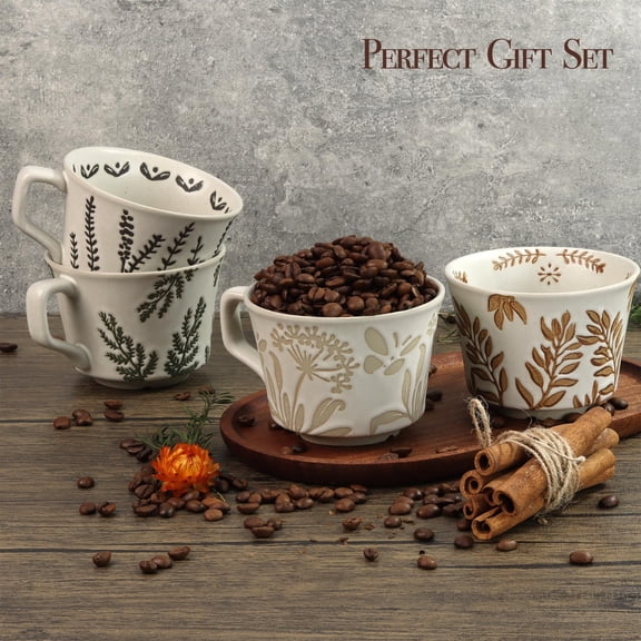 Clearance Under $4 Large Stoneware Coffee Mug with Textured Glaze and Big Handle - Style A