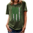 thumbnail image 1 of Bowake T-Shirt d'Été à Manches Courtes Col Rond pour Femmes, Décontracté Basique Imprimé Trèfle Shamrock, 1 of 4