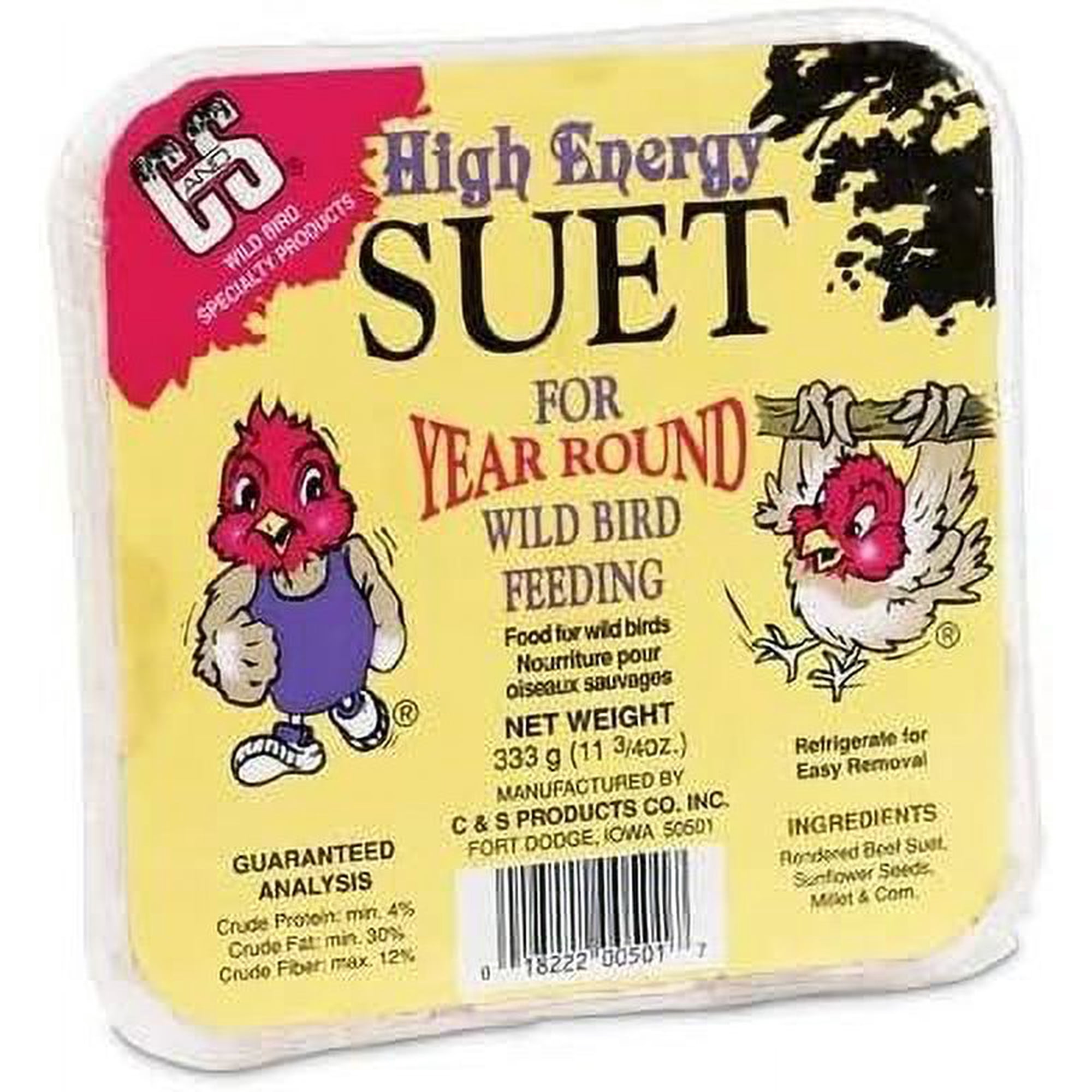 C & S Products Hi Energy Suet & Seed Wild Bird Food - Suet 11.75 oz - 1 Count Pack