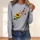 thumbnail image 1 of ICHUANYI Liquidación Camisa de Cuello Redondo de Manga Larga con Estampado de Girasol a la Moda para Mujer Suelta Informal ICHUANYI WER202308247230, 1 of 4