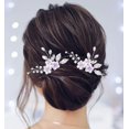 thumbnail image 1 of Jeairts Horquillas para el pelo de novia con cristales de flores y diamantes de imitación, pinzas para el pelo para novia, accesorios decorativos para el pelo para mujeres y niñas (paquete de 2) (A-pú, 1 of 5