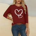 thumbnail image 5 of ABATAB Plus Size Womens 3/4 Sleeve V Neck T Shirts Valentina's Day Spring Shirts Love Heart Printed Gift Casual Tees Clothes, 5 of 6
