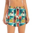 thumbnail image 2 of Yiaed Colorful Hawaii Palms Print Women's Running Shorts with Liner 3 Zipper Pockets Elastic Workout Athletic Gym Yoga Shorts-Medium, 2 of 7