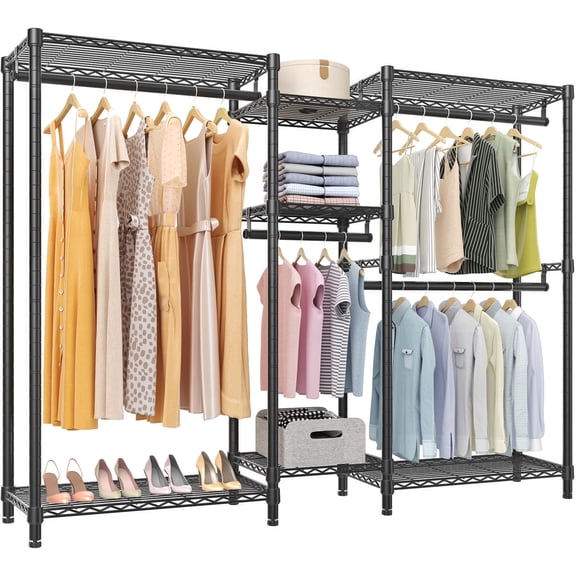 VIPEK Classic V6 5 Tiers Wire Garment Rack Heavy Duty Clothes Rack Freestanding Closet Storage Rack, Max Load 850LBS, Black