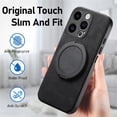 thumbnail image 6 of For iPhone 12 Case Retro Leather Circular Rotating Stand Shockproof Phone Case,Black,For iPhone 12, 6 of 7